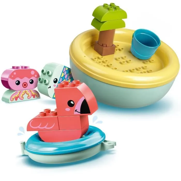 LEGO 10966 DUPLO Jouet de Bain : L’Île Flottante des Animaux, Figurine pour la Baignoire, Jeu d'Éveil, Jouet Bébés 18 Mois et Plus-1