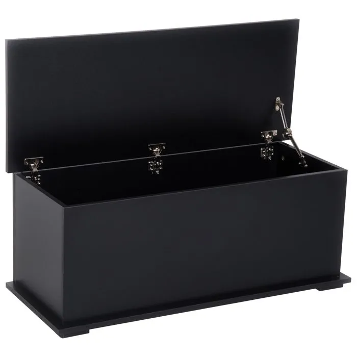 Coffre de rangement - coffre à jouets - HOMCOM - grande capacité de rangement - charnière verrouillée - 100 x 40 x 40 cm - noir-0
