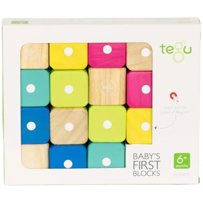 Blocs en bois magnétiques - Tegu - Mes premiers cubes magnétiques - 15 pcs - Blanc - Mixte-0