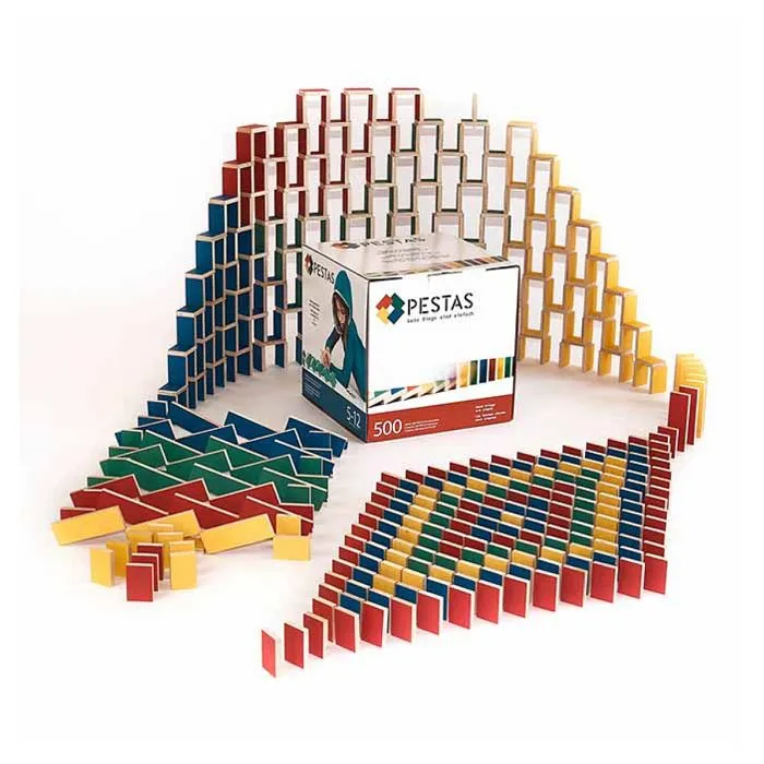 Jeu de construction PESTAS - 500 dominos pour enfant à partir de 5 ans - Marron-1
