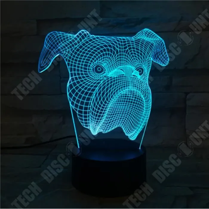 TD® Veilleuse 3D Led Lampe Mignon Chien Led Night Light 7 Couleurs Changeantes Sharpei Chien Lampe De Table Animaux Lumières Enfants-1