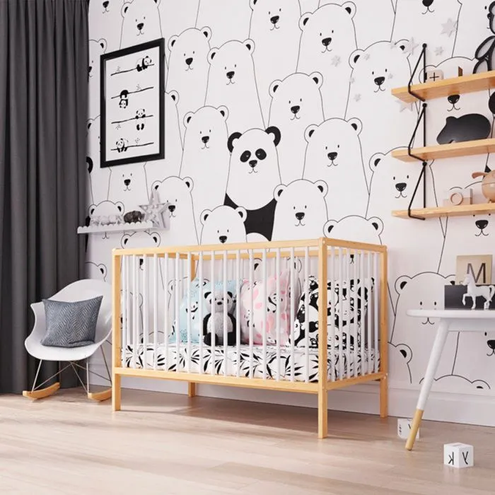Lit bébé évolutif Mathis 60x120 cm (matelas non inclus) | Bois naturel et blanc-2