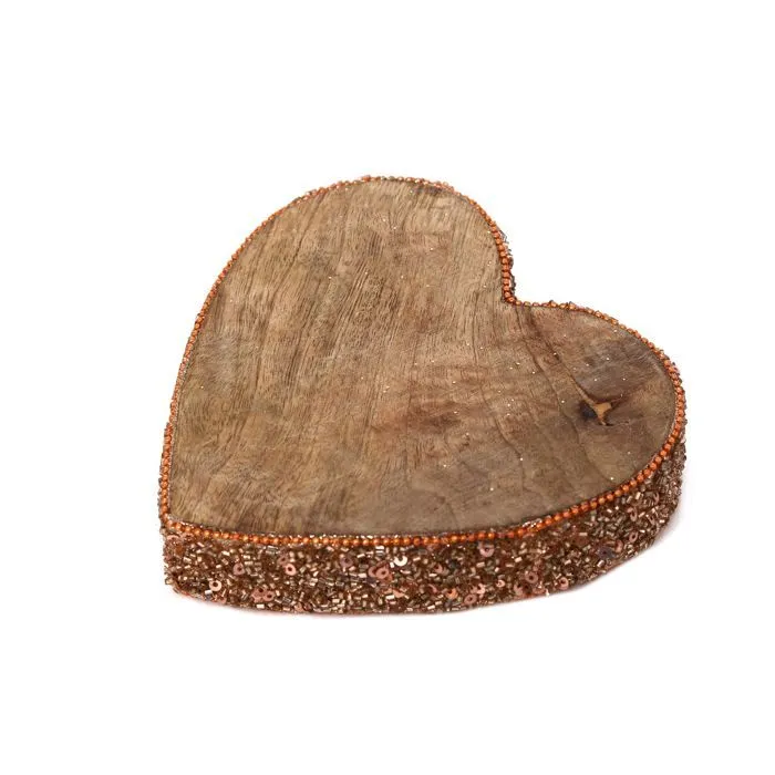 Décoration de Noël en bois Coeur Natural - Marron cuivré-0