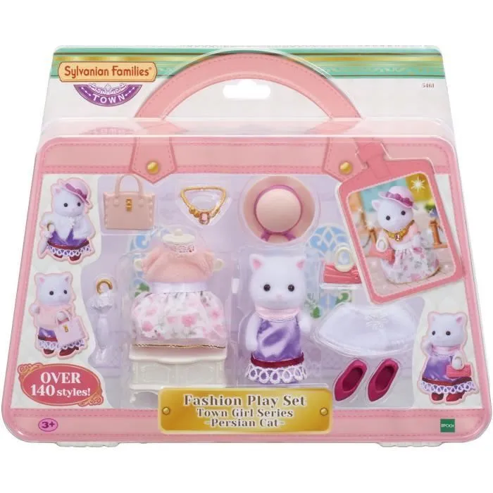 SYLVANIAN FAMILIES - 5461 - La valisette de mode et grande sœur chat persan - Le village-0