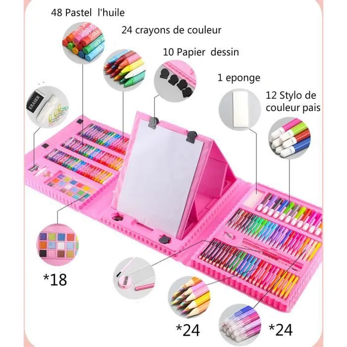 Set de Dessin Enfants Filles Garçons - 208 Piece Créativité Coffret Art Dessin Cadeau pour Enfants | Super Cadeaux D’Anniversaires-2