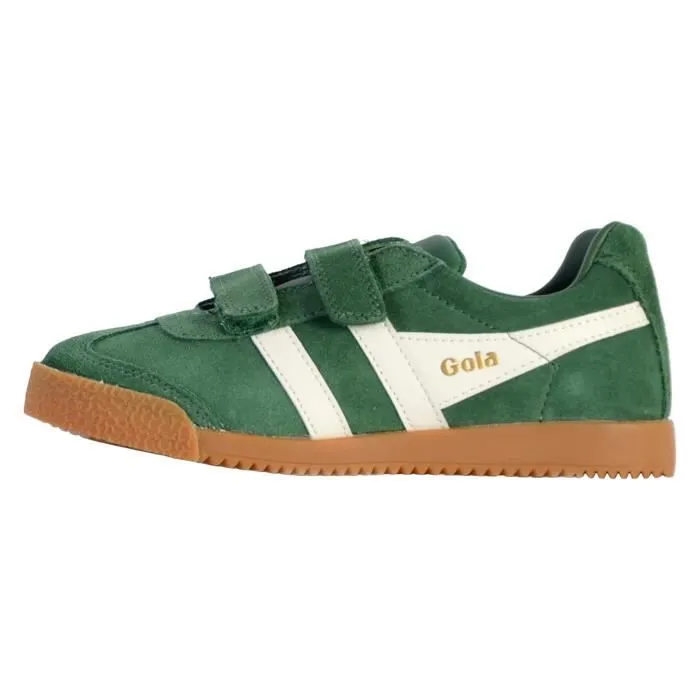 Basket Cuir Enfant - GOLA - Barrier Strap - Scratch - Vert Blanc - Confort Exceptionnel-0