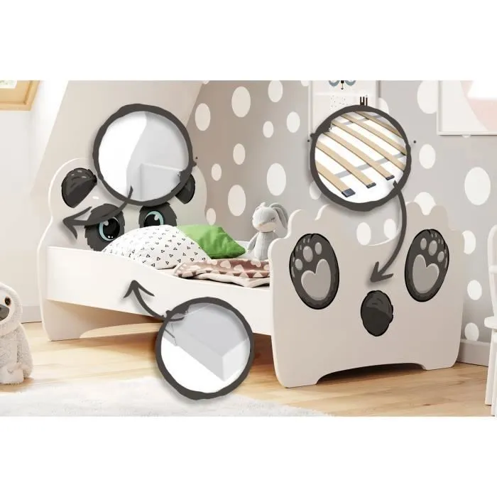 Lit enfant "PANDA" 160x80cm + matelas + sommier-3