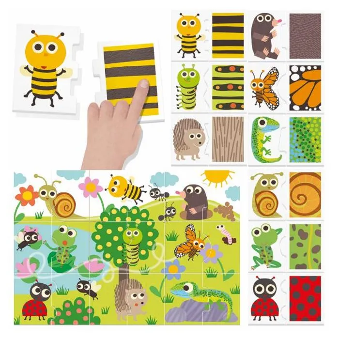 Jeu éducatif - HEADU - Touch et Observe Montessori - Multicolore - À partir de 3 ans - Puzzle en carton-1