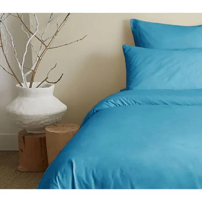 Pack complet 6 pièces unicolore Turquoise housse de couette pour lit 180 x 200 cm "King size"-3