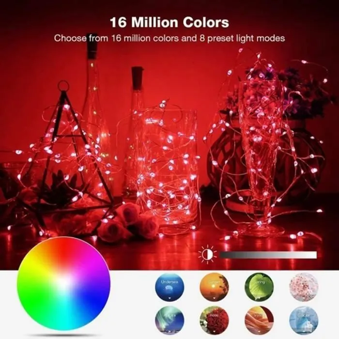 Guirlande Lumineuse 20M 200 LED IP44 Etanche Décoration Romantique pour Sapin de Noël Mariage Fête Festival Anniversaire Jardin-1
