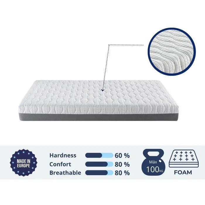 Matelas Medical 120X200 ARTICULÉ, Épaisseur 21 CM, relaxation musculaire, anti-stress et ergonomique. Fermeté 3/5 Moyenne-2