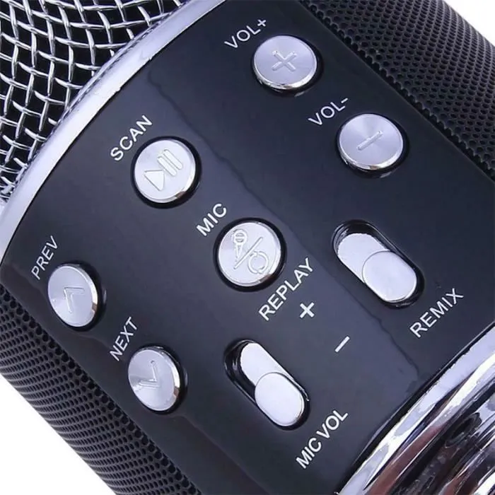 SHOP-STORY - Micro de karaoké sans fil avec Fonction bluetooth - Noir-3