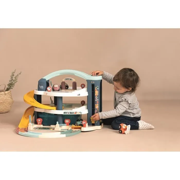 Garage 1er âge Little Smoby - 3 niveaux - Inclus : 1 voiture, 1 hélicoptère, 4 pistes-2