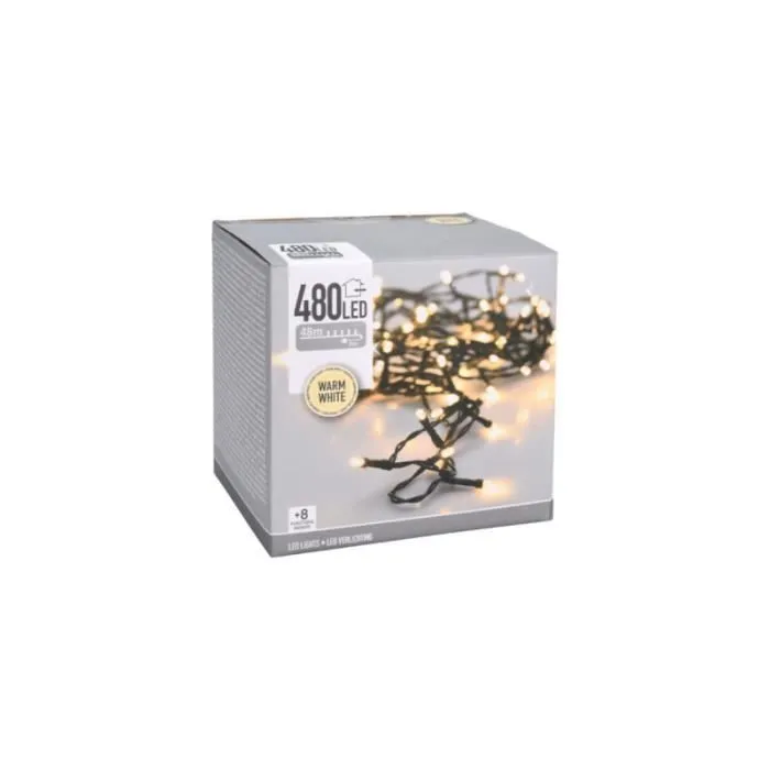 Guirlande scintillante EDM - esprit de Noël - lumière blanche chaude - 480 ampoules LED - 48 m - 72088-0