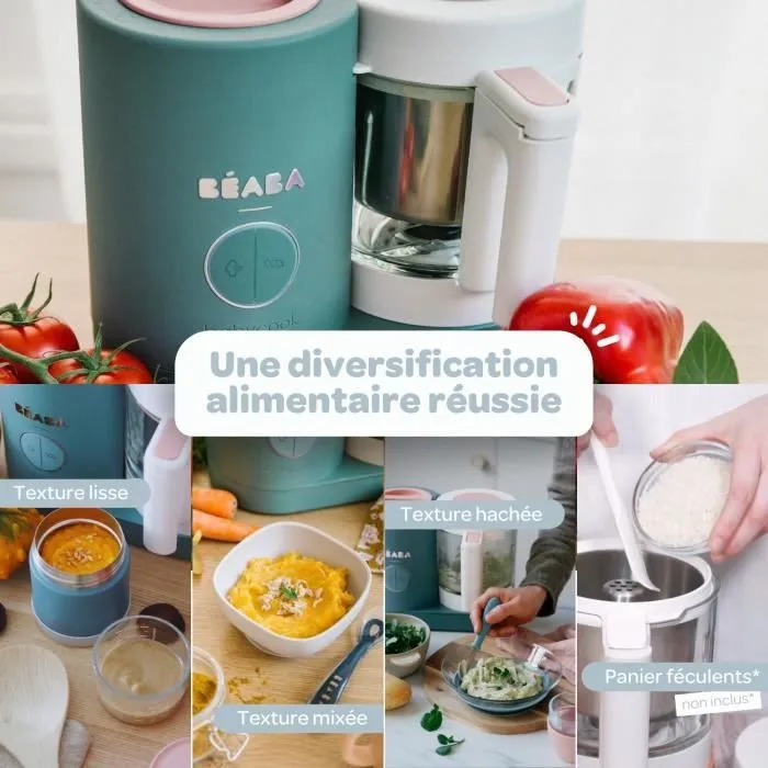BÉABA - Babycook Néo, Robot Cuiseur Vapeur 6 en 1- Fabriqué en France - Bol en Verre - Contenance XL - Eucalyptus-3