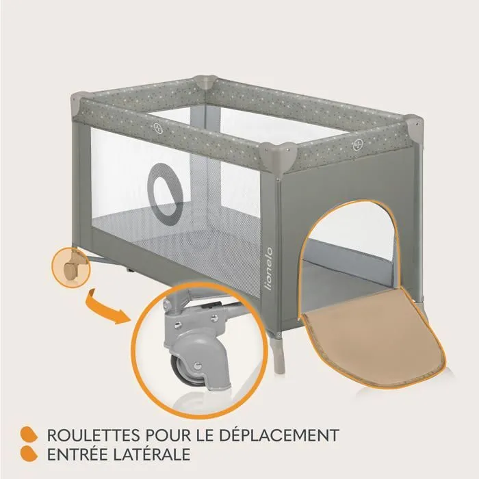 Lit parapluie compact 2en1 LIONELO Stefi - Parc bébé - 0-36 mois - Sac de Transport - Pliage Rapide - 2 x Roulettes - Beige-3