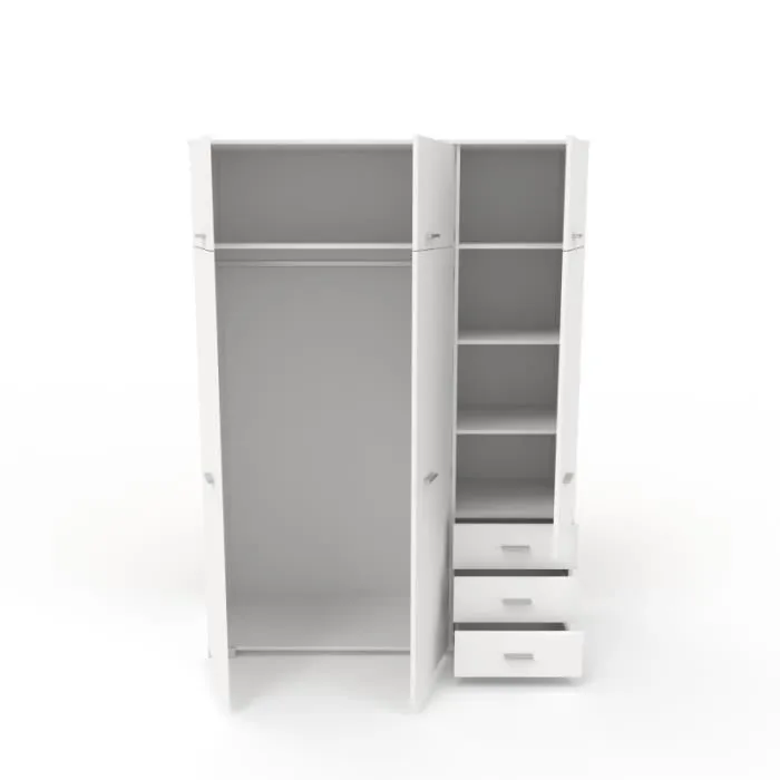 Armoire de chambre contemporaine blanche - COSMOS - L 146 cm - 6 portes, 3 tiroirs-1