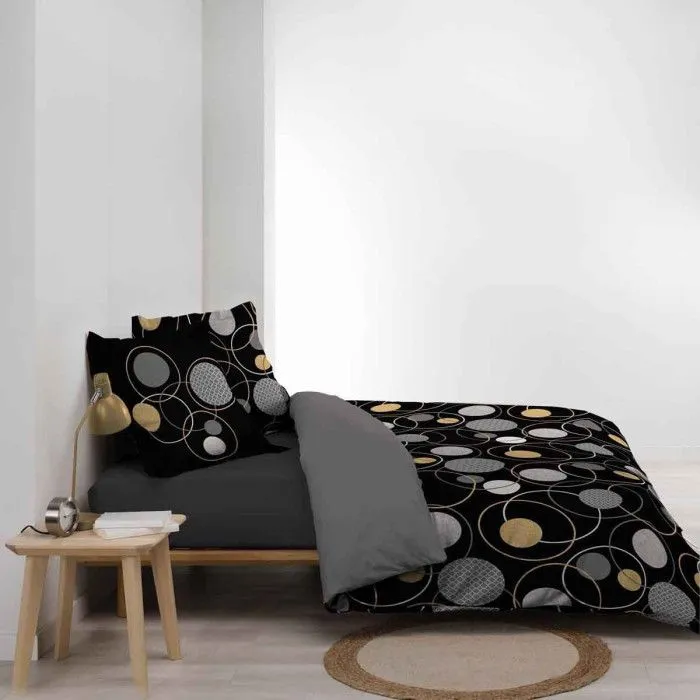 Parure de lit 3 pièces - Milord - Ronds gris et or - 240 x 220 cm - Taies 63 x 63 cm - 57 fils-4