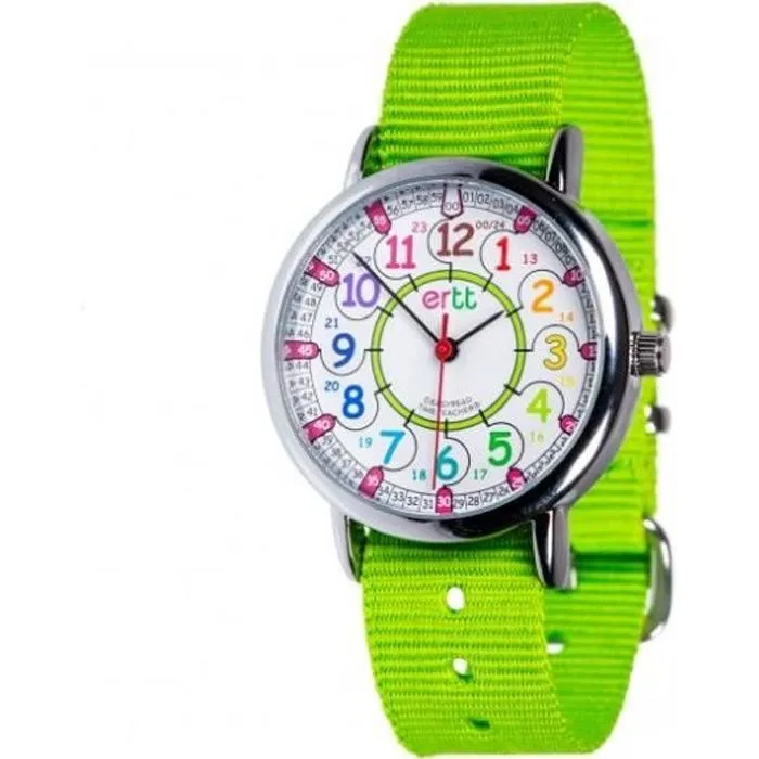 EasyRead Time Teacher ertt Montre pour apprendre à lire l'heure pour enfants Couleur Vert ERW-COL-24-L-0