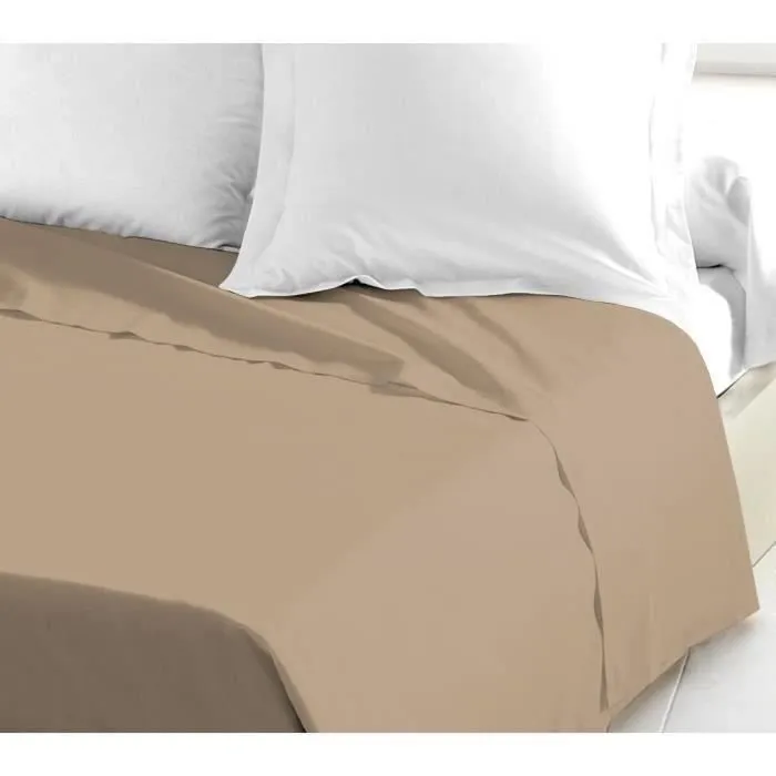 LOVELY HOME Drap Plat 100% coton 240x300 cm beige-0