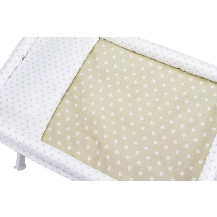 Interbaby berceau 90 x 55 cm bois/coton beige/blanc 5-pièces-1