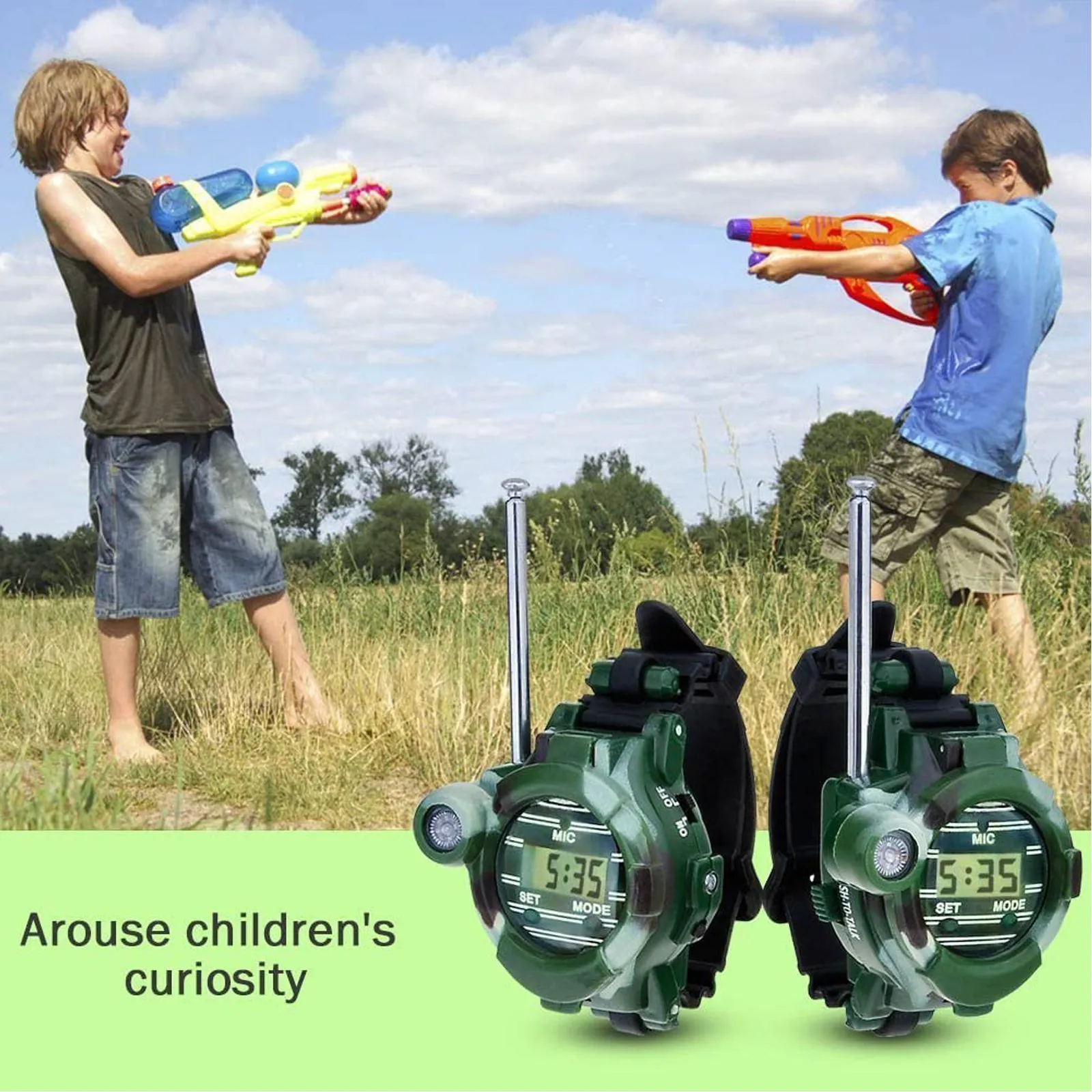 TD® Talkie walkie pour enfant de montre militaire haut parleur pas cher sécurité sport de chantier fille garçon accessoire adulte-1