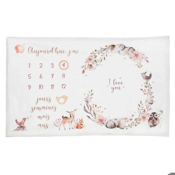 Couverture étape bébé "Nature" 120x80 cm - Rose - Atmosphera createur d'interieur-1