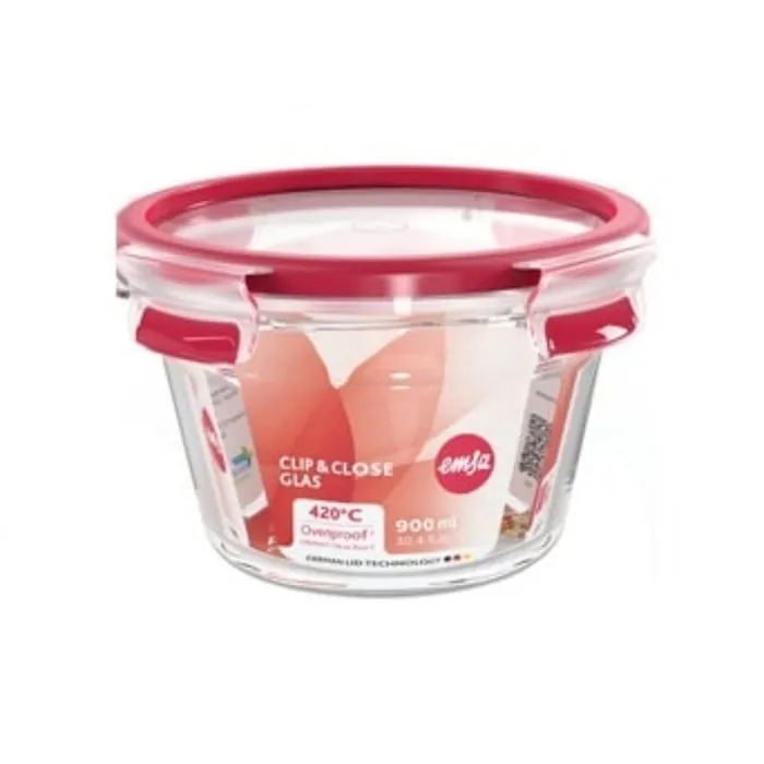 Boite ronde EMSA - 0.1L rouge - Clip & Close-2