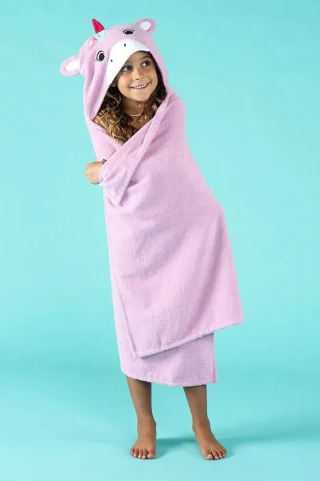 Sortie de bain - poncho de bain Chicco Peignoir a capuche en eponge Licorne, Peignoir Fille, Rose, Taille Unique-1