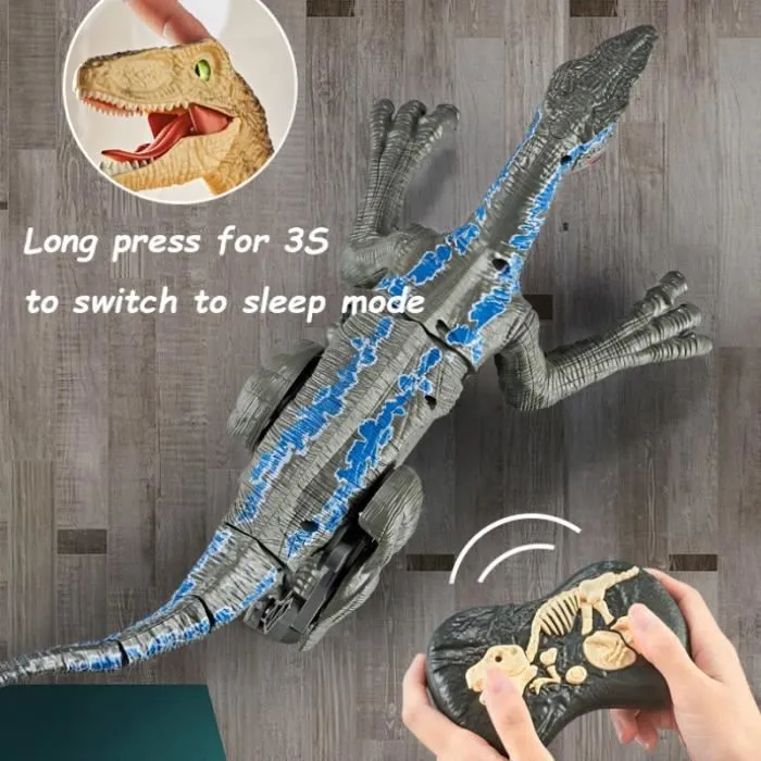 Simulation de dinosaure RC 2 4Ghz vélociraptor télécommande intelligente jouet de dinosaure avec lumière LED-1