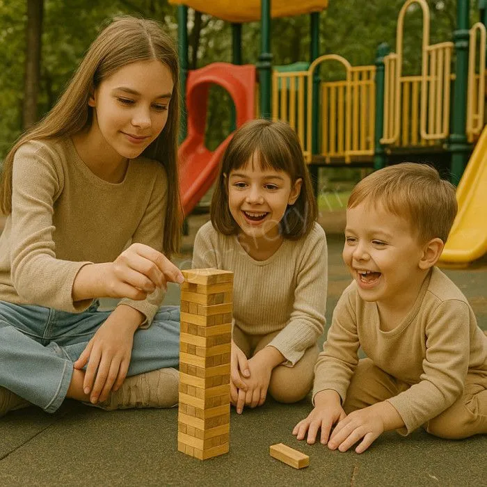 Jeu de la Tour Infernale En Bois Format Voyage 12 Cm Jeu d'Adresse À Empiler 36 Blocs - Dès 3 ans-4