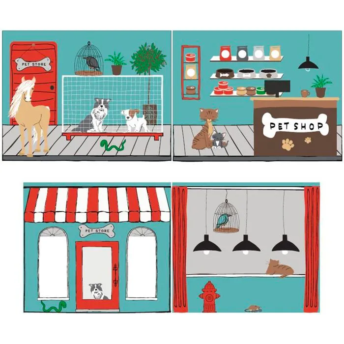 Lit Enfant Surélevé Avec Toboggan "Pino Pet Shop" 90x200cm Naturel-2