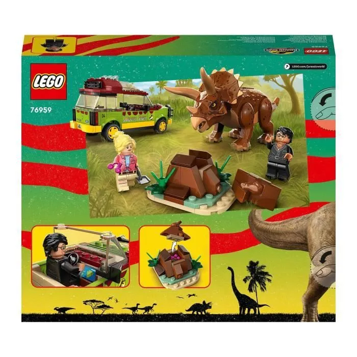 LEGO® Jurassic Park 76959 La Recherche du Tricératops, Jouet de Voiture avec Figurine Dinosaure-5