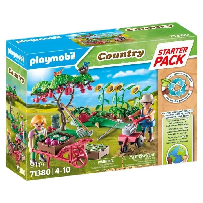 PLAYMOBIL 71380 Starter Pack Jardin potager, Country La vie à la ferme, Avec 2 personnages et accessoires, Dès 4 ans-0