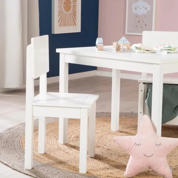 Chaise Enfant en Bois - ROBA - Hauteur d'Assise 31 cm - Avec des Fraisages de Qualité - Blanc Laqué-1