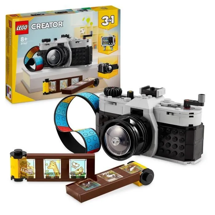 LEGO® 31147 Creator 3en1 L’Appareil Photo Rétro, Jouet Transformable avec 3 Modèles, Déco de Bureau et de Chambre-0