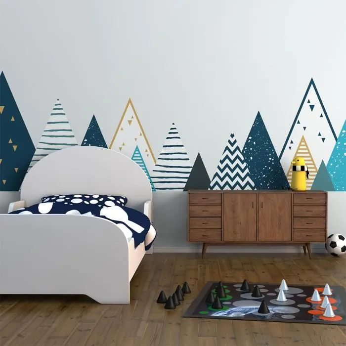 Stickers muraux enfants - Decoration chambre bébé - Autocollant mural géant montagnes scandinaves Tipika - H45 x L180 cm-3