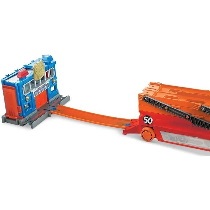 Transporteur de voitures miniatures - HOT WHEELS - Méga Transporteur - 6 étages - Interconnexion pistes oranges-3
