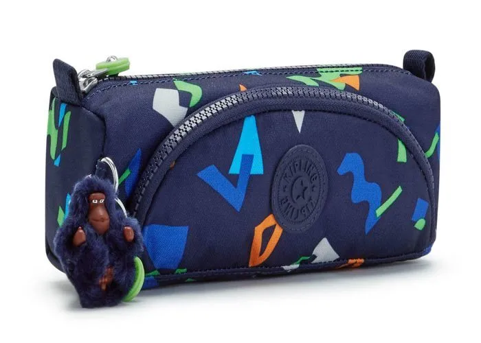 kipling Trousse à crayons bleu pour femme - Back To School Print Cute Pencase M Geo Mix Dark 143388-1
