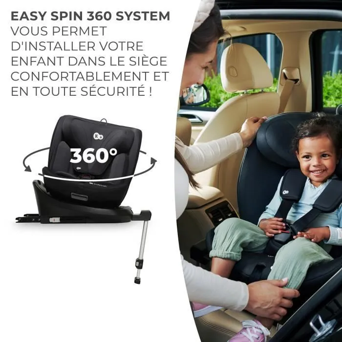 Siège auto I-size 40-150 cm - KINDERKRAFT I-360 - Siège pivotant 360 - Base intégrée avec isofix - Inclinaison du siège - Noir-2