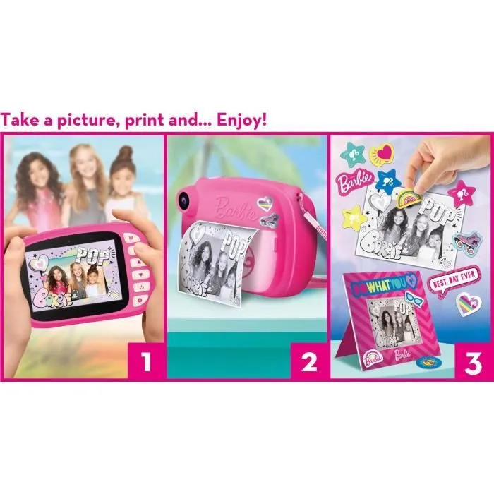 Appareil Photo Instantané - HI TECH - PRINT CAM - BARBIE - Double caméra, effets spéciaux, impression instantanée-4