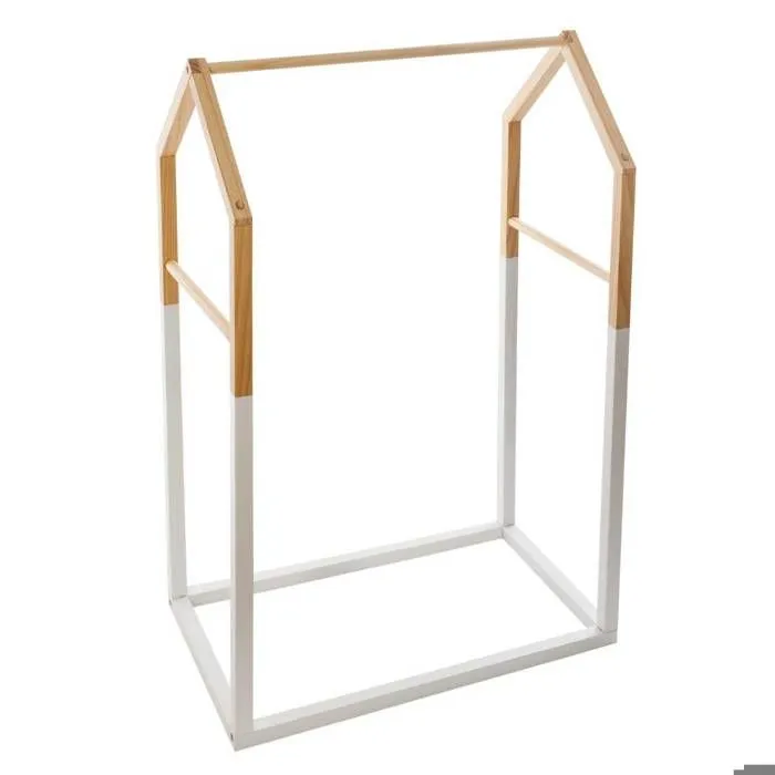 Portant à vêtements enfant "Maison" - bois & blanc 60x100 cm - Multicolore - Atmosphera createur d'interieur-0
