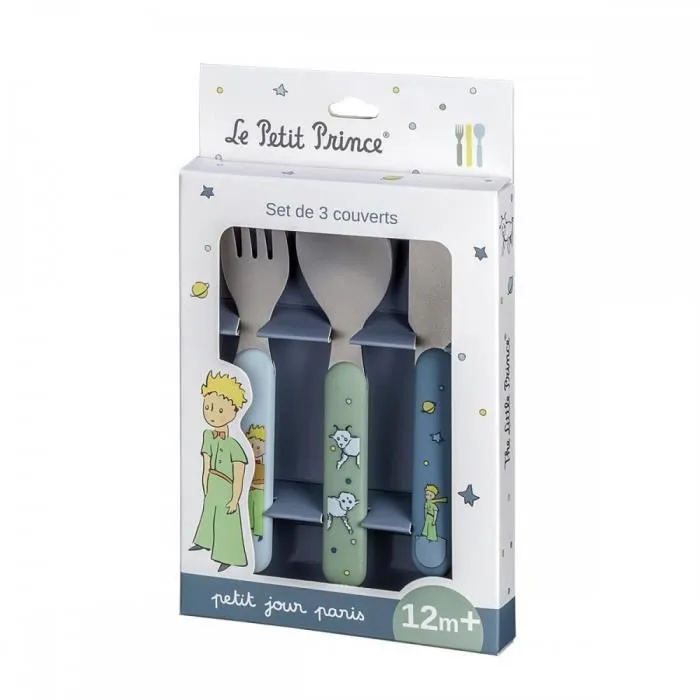 Set de couverts bébé - PETIT JOUR - Le Petit Prince - bleu - inox plastique ABS-1