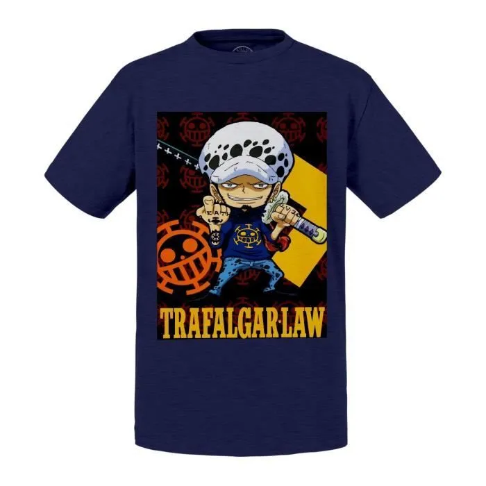 T-shirt Enfant Bleu One Piece Manga Trafalgar Law Mini Anime-0