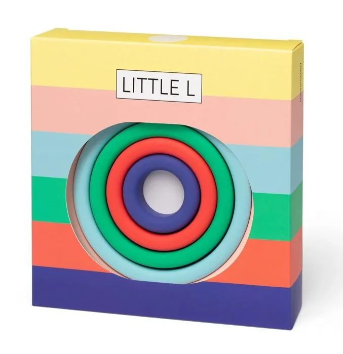 Jouets d'éveil - LITTLE L - Cercles colorés en silicone - 5 cercles et 1 socle - Jaune - 12 mois et plus-3