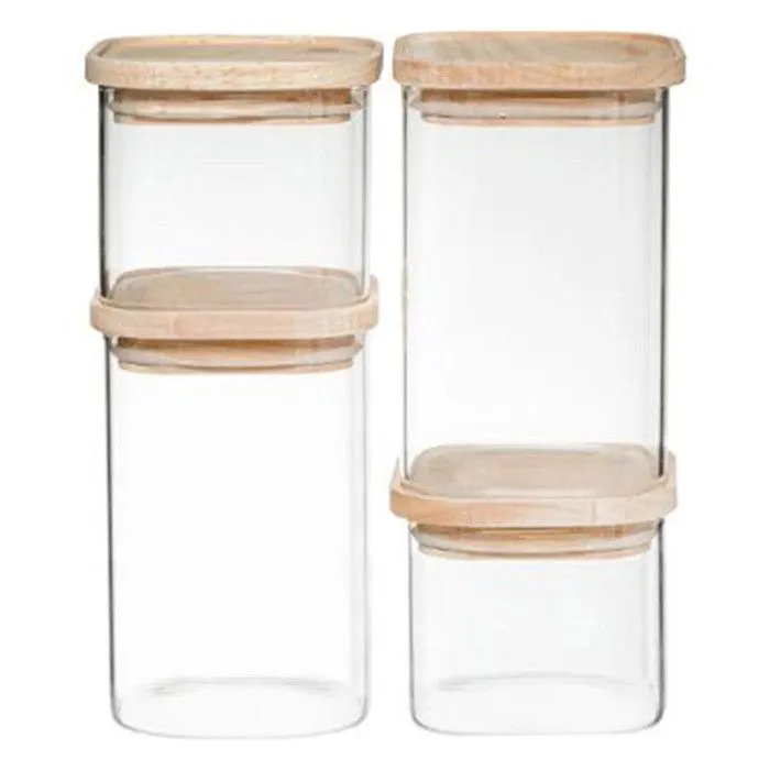 Lot de 4 Bocaux "Empilables" 15cm Transparent-0
