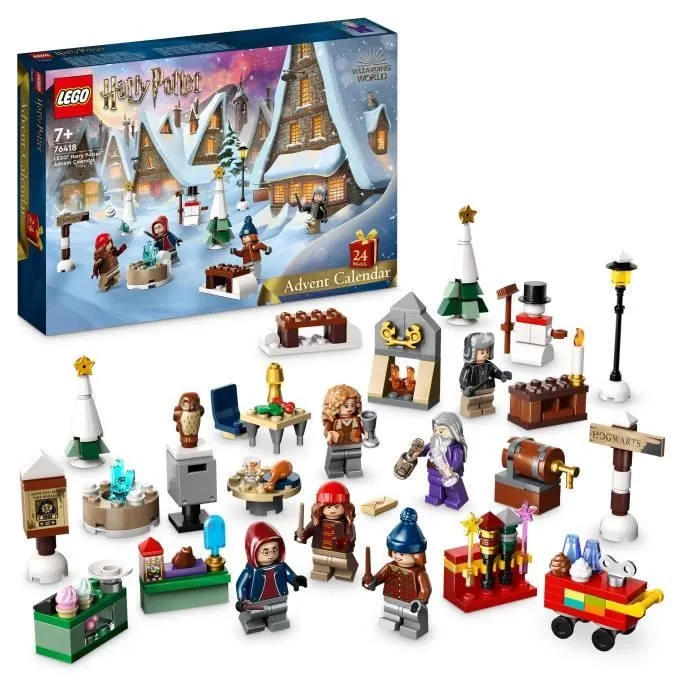LEGO® Harry Potter 76418 Le Calendrier de l’Avent 2023, avec 24 Cadeaux dont 6 Minifigurines du Village de Pré-au-Lard, Cadeau Noël-0
