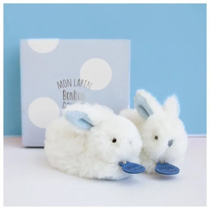 DOUDOU ET COMPAGNIE Lapin - Coffret chaussons avec hochet Bleu 0-6 mois-2