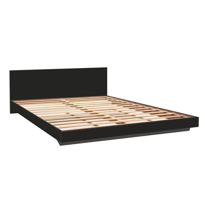 Lit double - LEQUAIDESAFFAIRES - LOFT 160x200 - A lattes - Noir-1