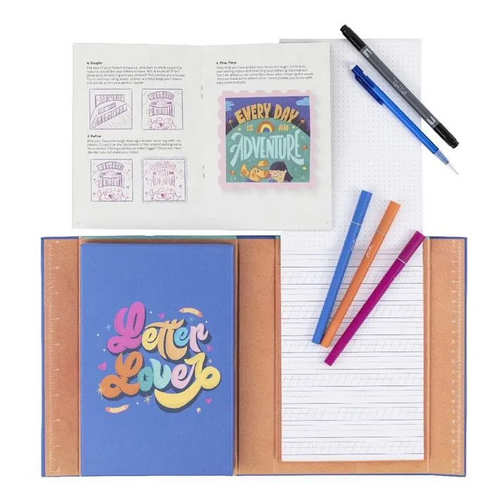 Coffret Hand lettering - Tiger Tribe - TT6-0291 - Noir - Livret d'apprentissage - Stylos inclus-1